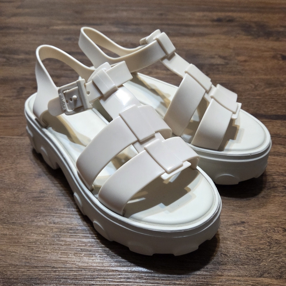 Melissa Anthropologie Ella Cream Platform Sandals Shoes 10